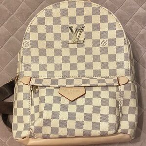Damier Backpack - Cream and Gray